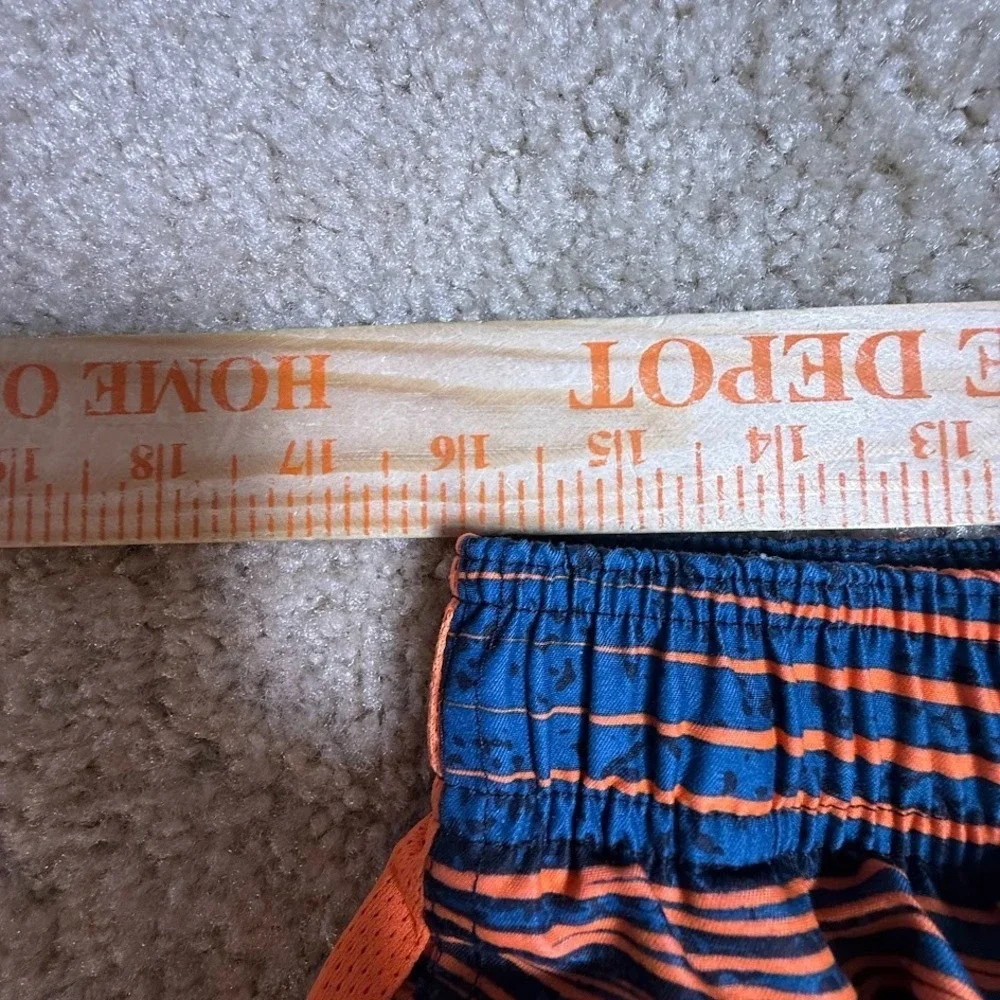 Nike Swim Trunks Mens Large Blue Orange Striped Mesh Lined Board Shorts Beach - Picture 4 of 5